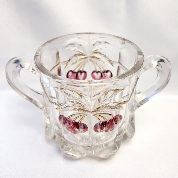 EAPG Antique Northwood Glass Spooner Open Sugar Bowl Cherry & Cable Early 1900s - Picture 3 of 11